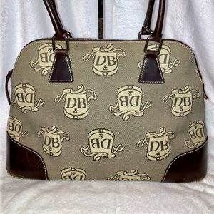 Vintage Dooney & Bourke Signature Canvas Domed Satchel Handbag.